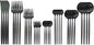 JASHII 32-Piece Tableware Set Stainless Steel Flatware Set with Coffee Spoon Long Handle Spoon Premium Cutlery Service for 4 Satin Finish Utensils for Home (Black)
