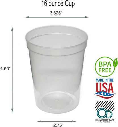 Rolling Sands 16 oz. Reusable Plastic Stadium Cups, 8 Pack, Made in USA - Image 2