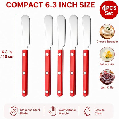 4PCS Stainless Steel Butter Knives Set: 6.3 Inch Cheese Spreader 304 Stainless - Image 7