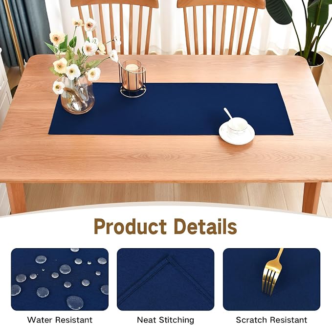 Faux Linen Small Table Runner Water Resistant 13 x 36 in, Coffee Table Runner - Image 3