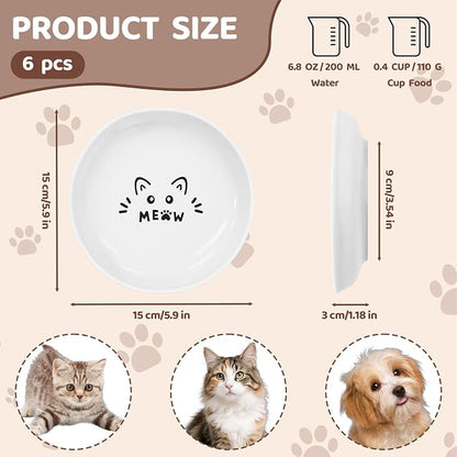 YINEYA 6 Pack Cat Food Bowls, Anti Whisker Fatigue Ceramic Cats Dishes Set - Image 2