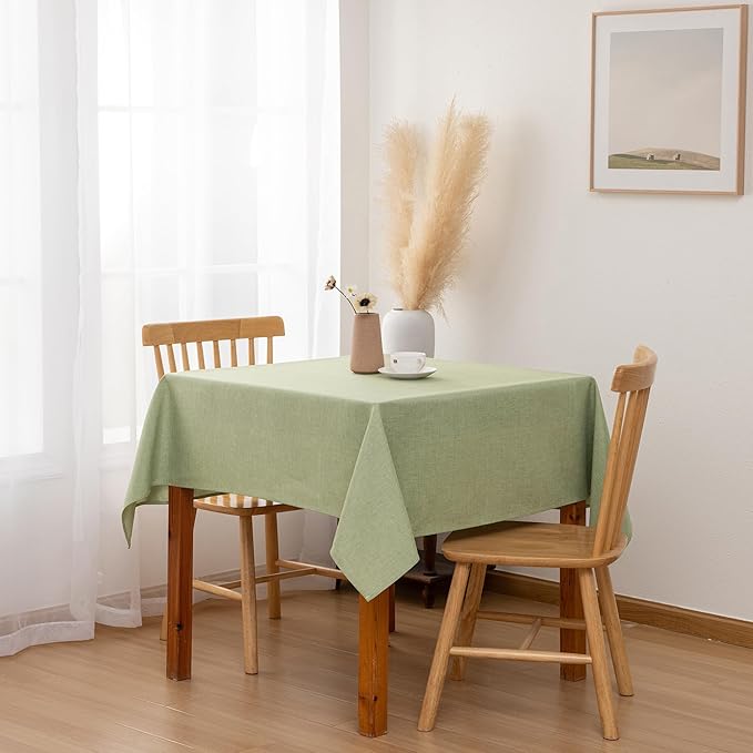 Hiasan 2 Pack Faux Linen Square Tablecloth - Wrinkle and Stain Resistant Washable Table Cloth for Kitchen Dining Room Holiday Table Cover for Party Dinner, Green, 30 x 30 Inch