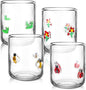 Vesici 4 Pcs Juice Glasses 14 oz Glass Cups Stemless Wine Glasses Hand Blown by Vesici