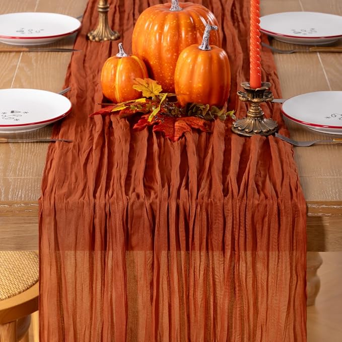Terracotta Cheesecloth Table Runner 120 Inches 4 Pack Gauze Table Runner | - Image 6