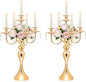 2PCS Gold 5-Arm Candelabra Centerpiece - 20.3" Tall Metal Candle Holder for Wedding, Party & Home Decor - Vintage Table Centerpiece for Events, Dining Room, Church Decorations