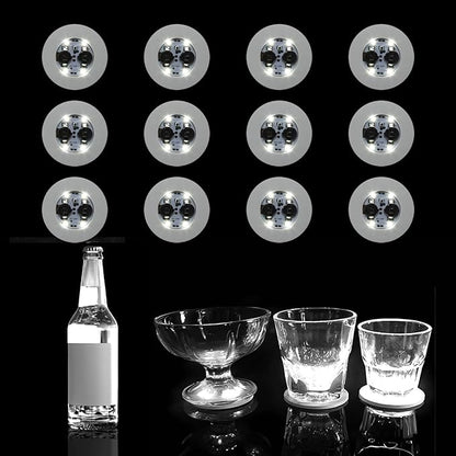 12 pcs LED Coaster, Bottle Lights for Liquor Bottles, Sticker Lights for Wine Liquor Bottle, Club, Bar, Party