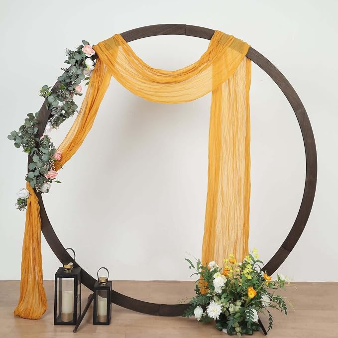 Efavormart 20ft Mustard Yellow Gauze Cheesecloth Wedding Arch Drapery Fabric by efavormart