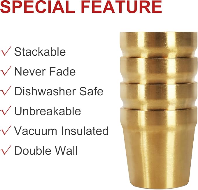 Youda 4-Pack 6oz Double Wall Insulated Stainless Steel Cups - Image 3