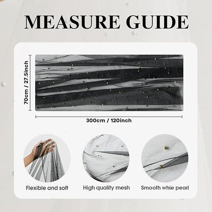 Artoid Mode 10PCS Pearl Black Gauze Table Runner 120 Inch 10FT, Seasonal Sheer Dining Holiday Wedding Birthday Baby Shower Table Decor for Home Party