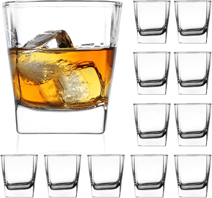 QAPPDA Heavy Base Whiskey Glasses, 8 oz Set of 12, Classic Design, Great Gift by QAPPDA