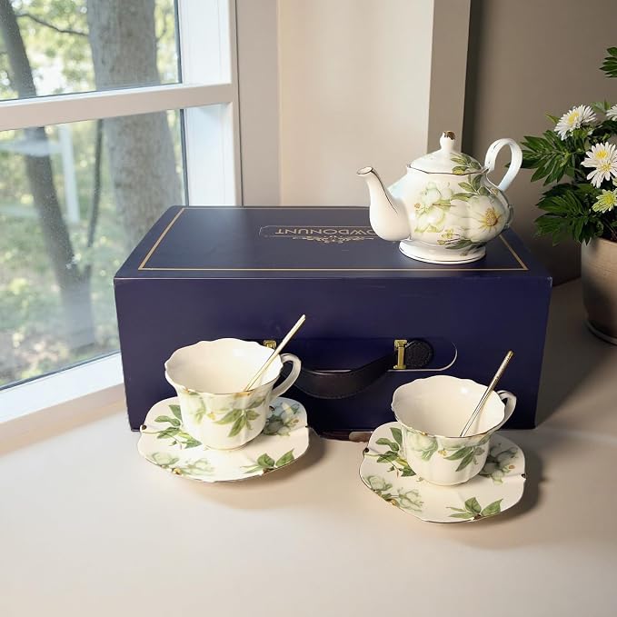 Vintage Floral Porcelain Bone China Tea Set - Image 5