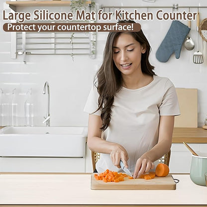 Silicone Mats for Kitchen Counter, 48"x32"(120cmx80cm) Large Heat Resistant Mat Kitchen Island Waterproof Countertop Protector Mat Nons-slip Extra Large Counter Mat, Semitransparent