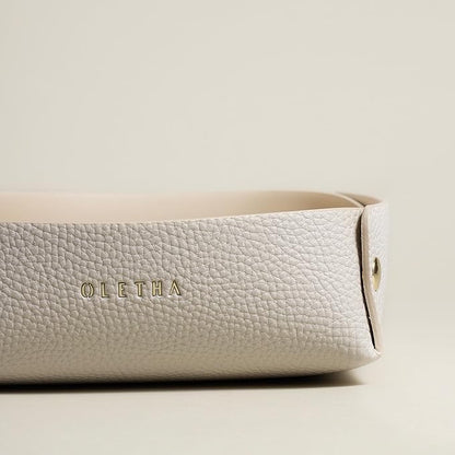OLETHA Napkin Holder for Luncheon Napkins - Aesthetic Desk Decor for Kitchen & Dining Table - Light Taupe