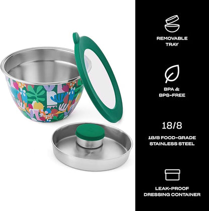 S’well Stainless Steel 64oz Salad Bowl Kit, Paper Cutouts Design, Includes 2oz - Image 3