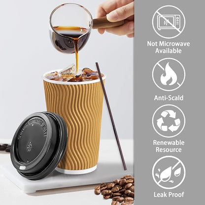 Lamosi 50 Pack 16 oz Disposable Coffee Cups - Image 3