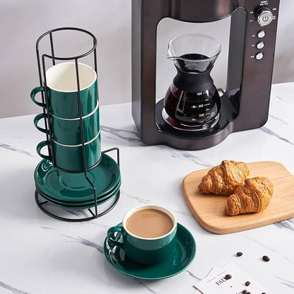YOLIFE 8oz Porcelain Stackable Cappuccino Cups - Image 5