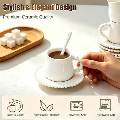 8 Ounce Cappuccino Cups Set of 6, Ceramic Coffee Cups - Image 4