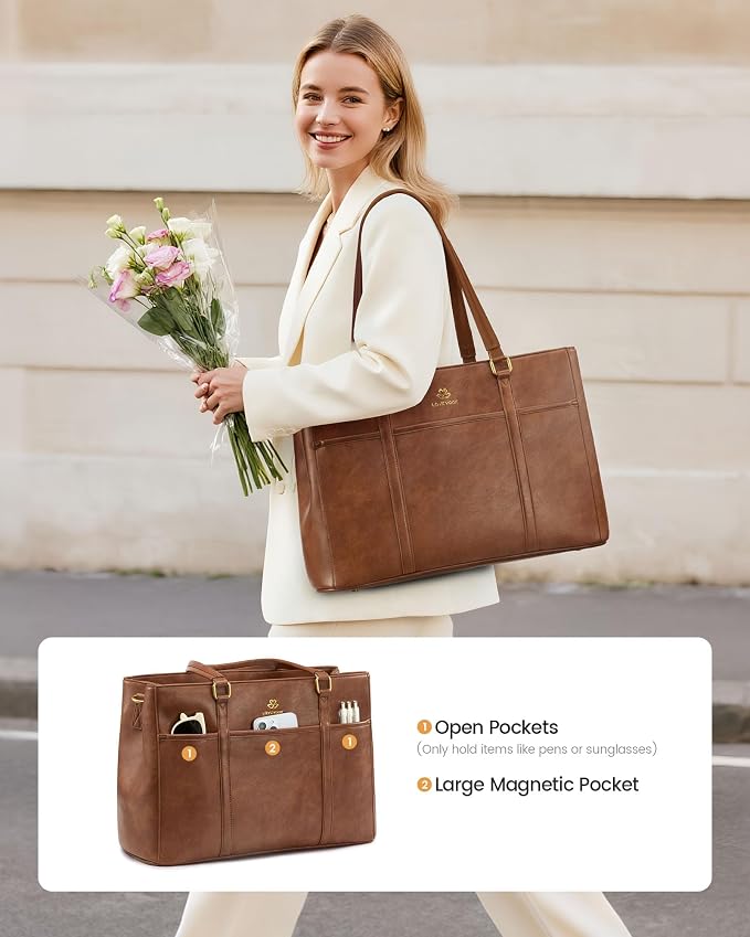 LOVEVOOK Lunch Bag for Women, Work Laptop Tote Bag - Image 3