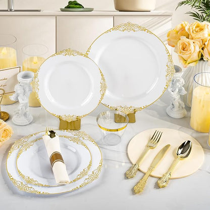 Bestluck 350PCS Gold Disposable Dinnerware - Image 4