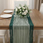 Cheesecloth Table Runner 2 Pack Sage Green and Dark Green, Boho Gauze Table by Avolander