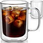 Aquach 12oz Double Walled Glass Coffee Mugs Set of 2, Insulated Tea Cups | by Aquach