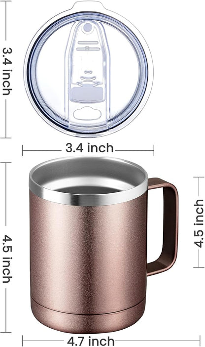 MEWAY 12oz Coffee Mug With Handle and Sliding Lid, Stainless Steel Travel - Image 4