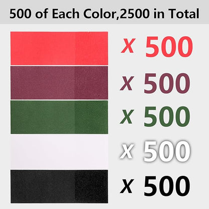 2500pcs Self-Adhesive Napkin Bands & Silverware Wraps, 5 Colors (Burgundy/Red/White/Black/Hunter Green) – Thickened Napkin Rings for Weddings, Restaurants, Party Decor