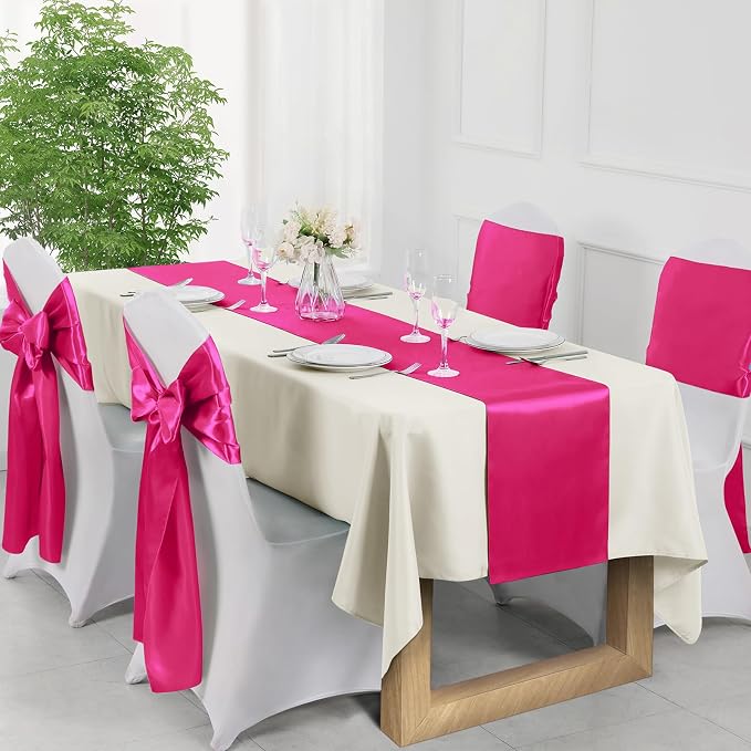 Manyshofu Hot Pink Satin Table Runner 12x72 - Image 3