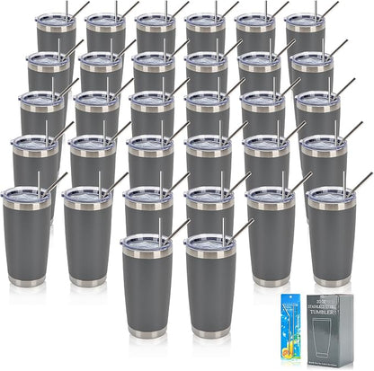 IEOVIEE 32 Pack 20oz Stainless Steel Insulated Bulk Tumblers by IEVOIEE
