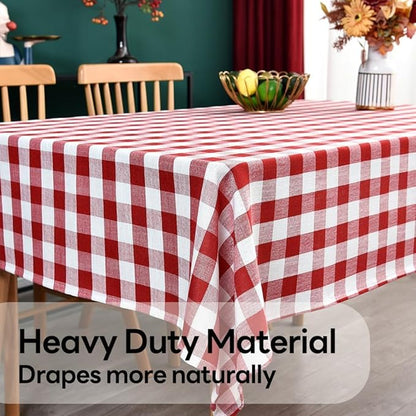 Gingham Table Cloth for Square Tables red Checkered Plaid Tablecloth Heavy Duty Cotton Blend Washable & Wrinkle Table Cover for Outdoor Kitchen Dining Picnic Camping (60x60 Inch)