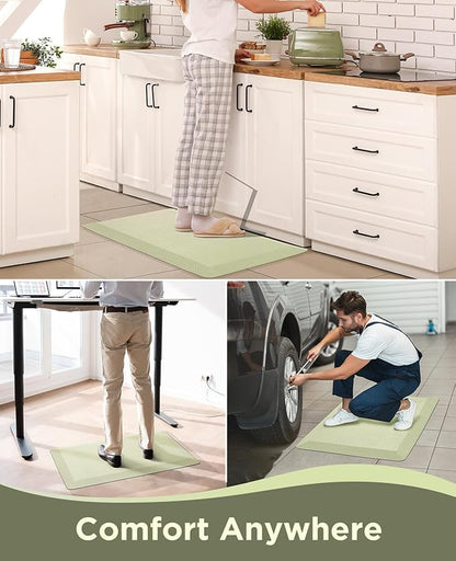 Ophanie Kitchen Mats for Floor, 3/4 Inch Thick Kitchen Rugs, 20''x32'' Anti Fatigue Standing Cushioned Mat, Waterproof,Comfort Ergonomic Mat for Office, Home, Sink, Sage Green Non-Slip Bottom