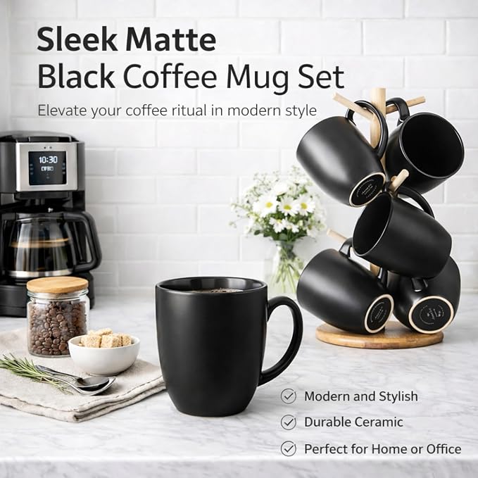 AmorArc 12oz Coffee Mugs Set of 6, Large Coffee Mugs - Image 7
