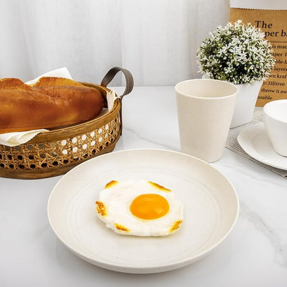 Rubtlamp 24 Pcs Wheat Straw Dinnerware Sets, Unbreakable Reusable Plastic Wheat - Image 4