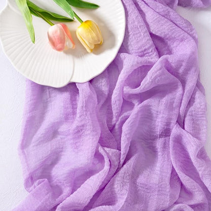 Cheesecloth Table Runner Summer Boho Wedding Shower Party Home Decor | Lilac - Image 3