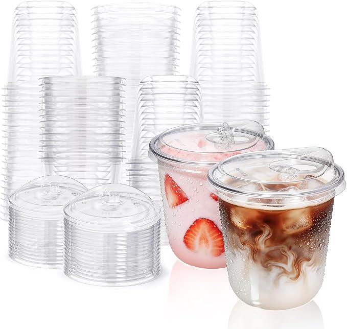 Fit Meal Prep 100 Pack 12 oz Round Bottom Clear Plastic Cups by FMPBRANDS