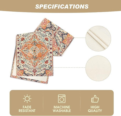 Artoid Mode Boho Bohemia Style Orange Table Runner, Country Rustic Farmhouse - Image 5