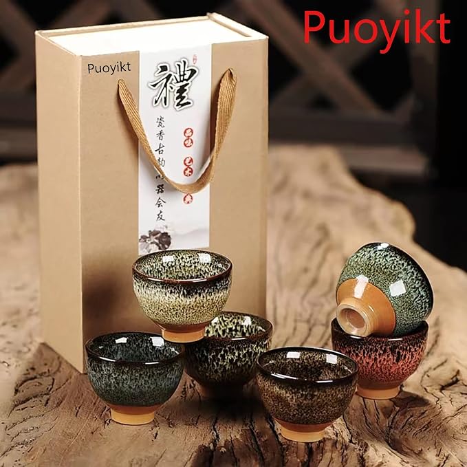 6pc Ceramic Kung Fu Tea Set, Japanese Tea Cup, Sake Cup, 2.1oz Capacity - Image 6