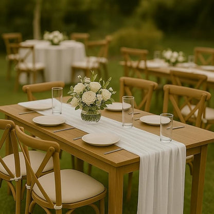 10FT Ivory White Cheesecloth Table Runner 120 Inch Rustic Boho Gauze Cheese - Image 6
