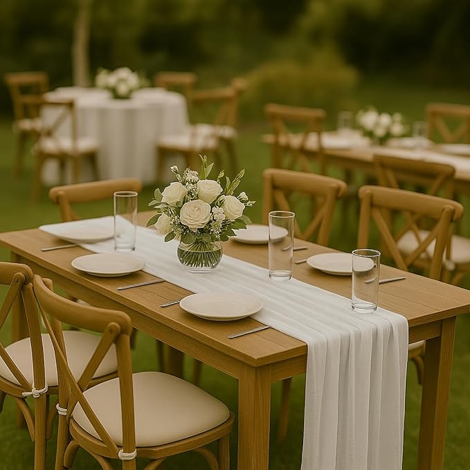 12 Pack Ivory Cheesecloth Table Runner – 10FT x 12pcs White Gauze Table Runners - Image 6