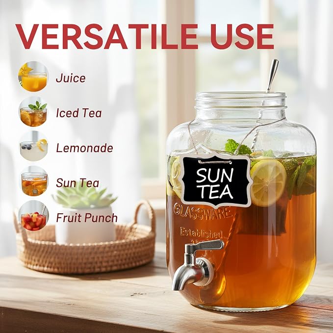 2 Gallon Glass Drink Dispensers - Image 6