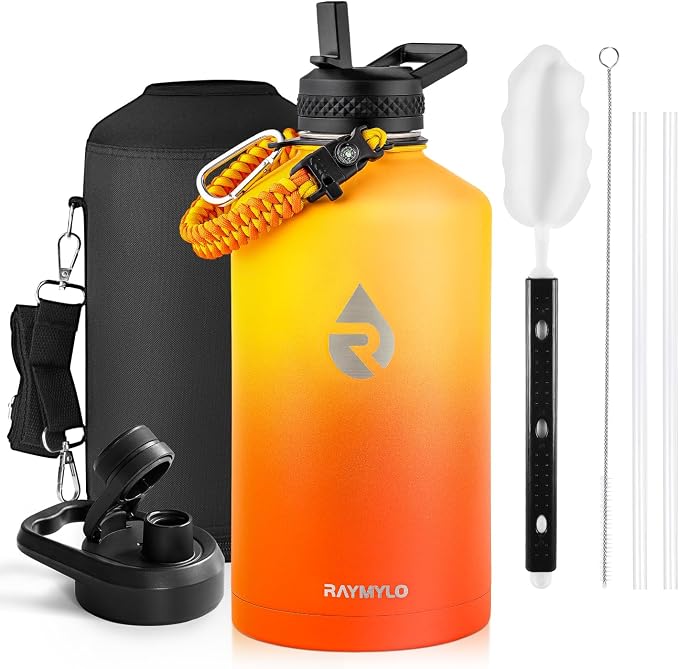 RAYMYLO One Gallon Water Bottle Insulated 128 oz, Stainless Steel | Triple by RAYMYLO