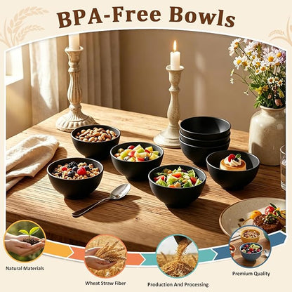 Small Bowls 10oz, Unbreakable & Lightweight Wheat Straw Bowls Sets of 8 - Image 3