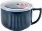 Soup Bowl with Handle & Lid, Jumbo 38oz Microwave Ramen Bowl Vintage Blue | by Hoilse