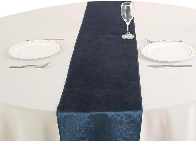 10 pcs 12x108-Inch Navy Blue Premium Velvet Table Runners Wedding Reception - Image 2