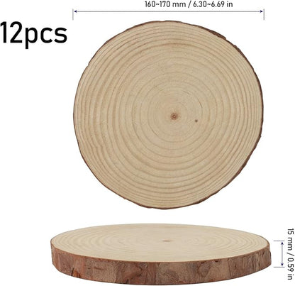 KINJOEK 12 PCS 6-7 Inch Natural Wood Slices - Image 3