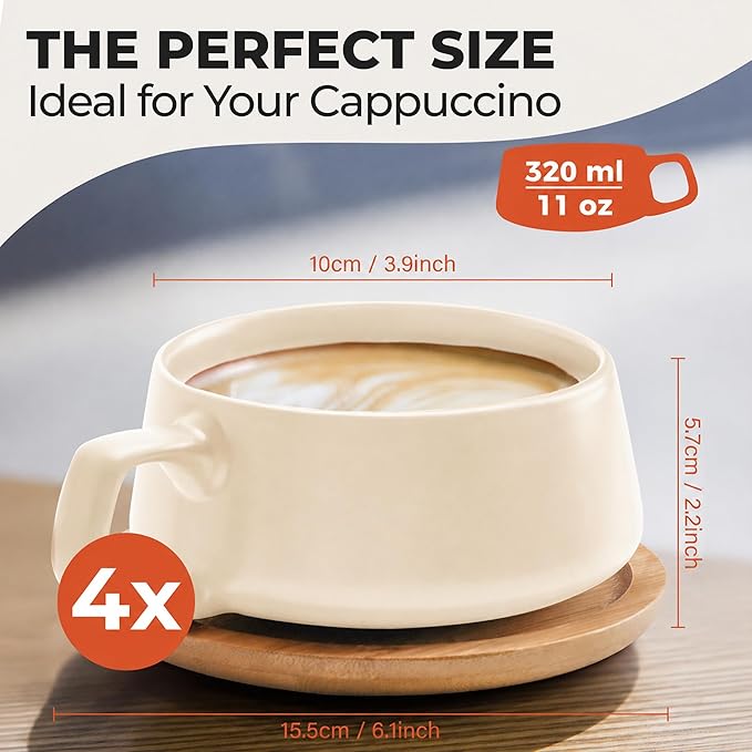 MIAMIO - Cappuccino Cup Set of 4, Wide - Luxe | Ceramic cappuccino cups and - Image 6