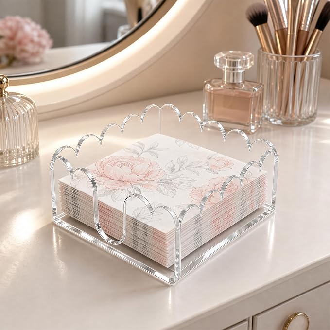 Clear Scalloped Acrylic Napkin Holder - Image 2