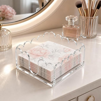 Clear Scalloped Acrylic Napkin Holder - Image 2