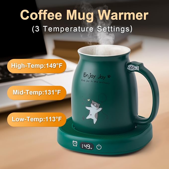 Cat Mug Warmer Set, Electric Heated Coffee Cup Warmer - Image 2