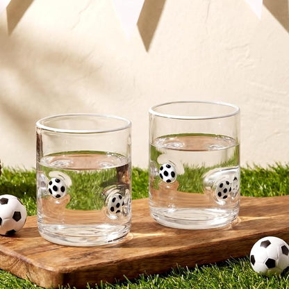 SiliFine 2 Pcs Soccer Icon Juice Glasses, 14oz Ball Sport Stemless Wine by SiliFine